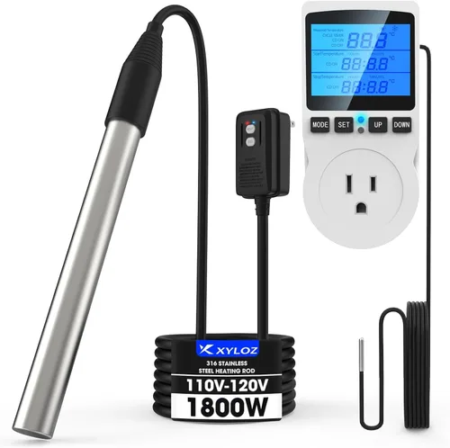 Miniatura 9 de Calentador de agua eléctrico de inmersión de 1800 W, calentadores de agua totalmente sumergibles con termostato y GFCI, para fregaderos, bañeras