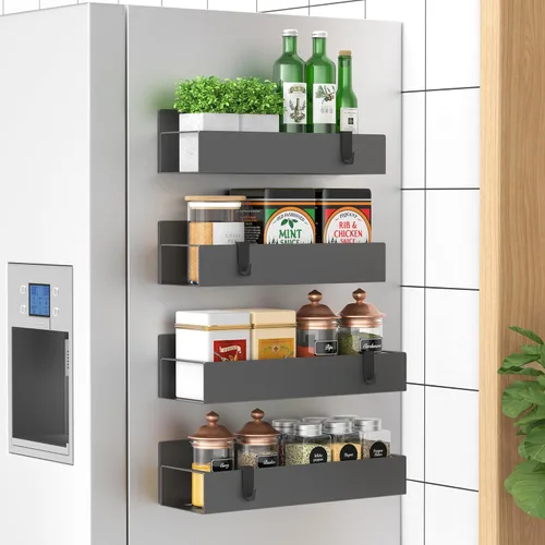 HuggieGems Paquete de 4 Organizadores Magnéticos de Almacenamiento de Especias para Refrigerador y Horno, Organizadores y Almacenamiento de Nevera