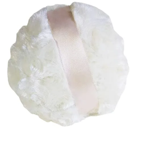 Puff de polvo sedoso de rosa melocotón pálido para polvo de polvo, grande, 4 1/2 pulgadas de diámetro