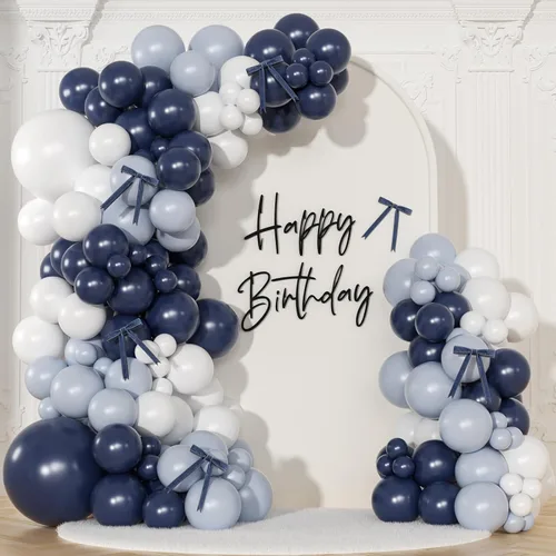 Miniatura 9 de Kit de arco de globos negro y arena blanca 141 piezas, decoraciones de cumpleaños coquetas incluyen globos y lazo negro para boda, baby shower