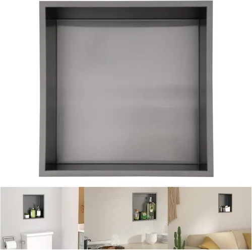 Lordear Nicho de ducha empotrado negro mate de 12 x 12 pulgadas, 1 estante, estilo moderno, montaje en pared, ahorro de espacio, acero inoxidable,
