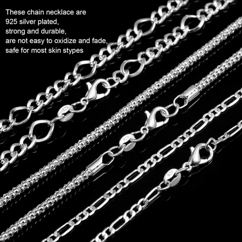 Miniatura 3 de Blulu - 24 piezas de collar de cadena chapado en plata u oro para suministros de fabricación de joyas y manualidades, 24 pulg., Metal Plateado