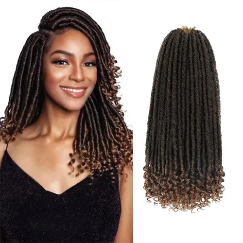 Miniatura 12 de 6 paquetes de cabello de ganchillo Goddess Locs, locs falsos rectos de 12 pulgadas para ganchillo, extensiones de cabello sintético suave rizado