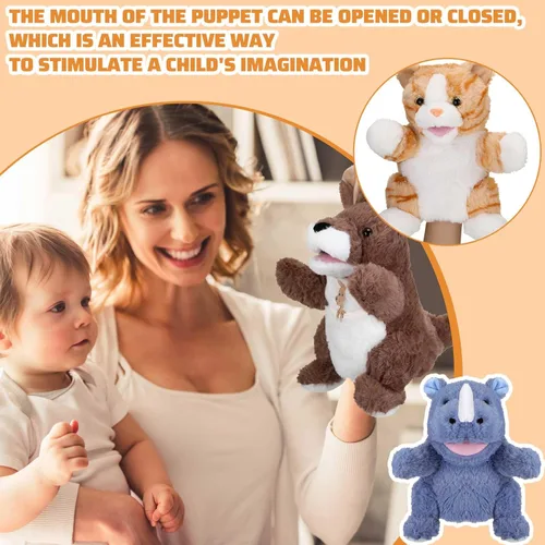 Miniatura 3 de Liliful 6 Títeres de Mano de Animales para Niños, Títeres de Mano con Boca Funcional, Juguete de Peluche de Animales para Niños Pequeños