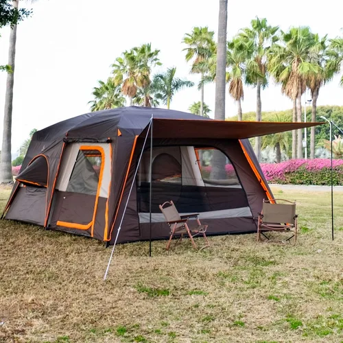 Miniatura 16 de KTT Extra Large Tent 12 Person,Family Cabin Tents,2 Bay-Windows,2 Rooms and 3 Doors 3 Windows with Mesh,Waterproof,Straight Wall,Double Layer,Big