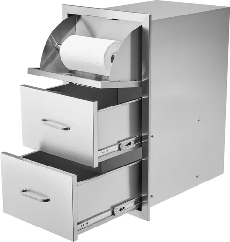 Miniatura 18 de VEVOR Cajones de cocina para exteriores de 14 x 20.3 pulgadas, cajones triples de montaje empotrado, 14 pulgadas de ancho x 20.3 pulgadas de alto x