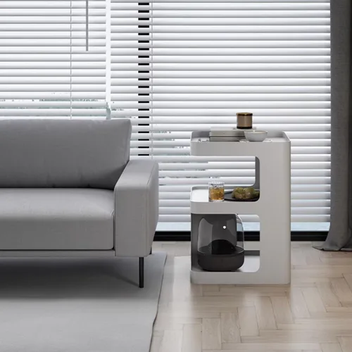 Miniatura 5 de Mesa auxiliar, mesa auxiliar moderna, mesita de noche de metal, mesita de noche, mesa decorativa de 3 niveles con almacenamiento para dormitorio