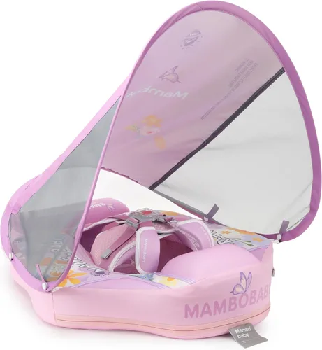 Miniatura 10 de GENTEACO Mambobaby Flotador de natación para bebé con toldo, flotador no inflable para piscina infantil con cola, de 3 a 24 meses, evita voltearse
