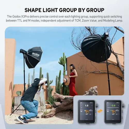 Miniatura 4 de Godox Disparador de flash X3 Pro C X3Pro-C para Canon, pantalla táctil de 2.4 pulgadas, 1/8000s HSS TTL TCM, carga USB-C, duración de la batería