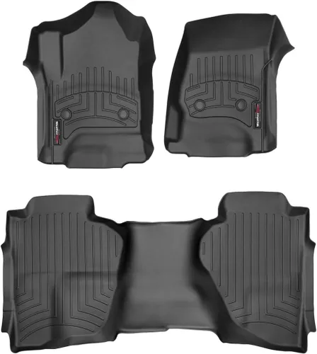 WeatherTech Revestimientos de suelo personalizados para Chevrolet Silverado LD 1500, Sierra 2500HD / 3500HD, Silverado 2500HD/3500HD - 1ª y 2ª fila