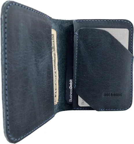 Miniatura 3 de Hide & Drink, Billetera plegable para tarjetas diagonal, hecha a mano de cuero de grano completo, almacenamiento compacto con clase, profesional