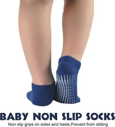 Miniatura 3 de EPEIUS Calcetines de corte bajo antideslizantes para recién nacidos, niños y niñas, calcetines de tobillo con empuñaduras, 12 pares