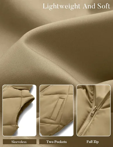 Miniatura 5 de MEROKEETY Chaleco acolchado sin mangas con cremallera para mujer, con cuello alto, con bolsillos