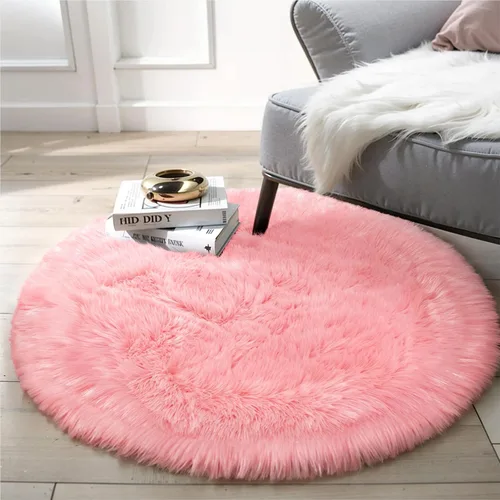 Miniatura 21 de Ciicool Alfombras de Piel de Oveja Sintética Suaves Alfombra de Piel Sintética Suave Beige Alfombra Esponjosa Funda para Silla y Sofá Alfombra