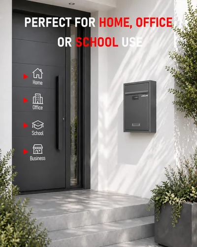 Miniatura 8 de Uniclife Buzón de Montaje en Pared para Exterior, Buzón Grande con Cerradura de Combinación, Buzón de Seguridad para Casa, Caja Segura para Depósito