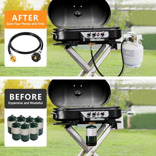 Miniatura 6 de GasSaf Manguera de propano de 5 pies, adaptador de propano convertidor de 1 libra a 20 libras, manguera de parrilla de gas de tanque de propano