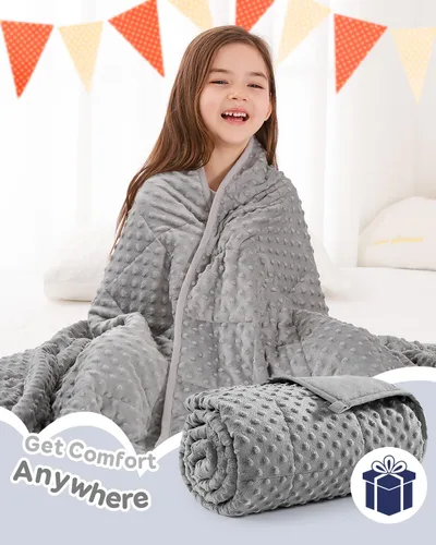 Miniatura 6 de Kivik Manta con peso de 3 libras, manta pesada de puntos Minky suave refrescante para una mejor relajación y sueño, lavable a máquina, 36 x 48 Gris