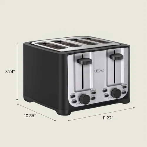 Miniatura 8 de BELLA Tostadora de 4 rebanadas con apagado automático - Ranuras extra anchas y bandeja de migas extraíble y función de cancelar, descongelar