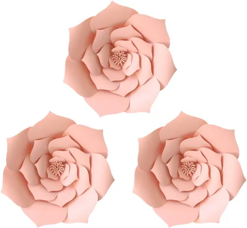 Miniatura 16 de Decoración de flores de papel gigantes para boda, fiesta, telón de fondo de flores, flores hechas a mano para guardería, decoración de pared de Crema