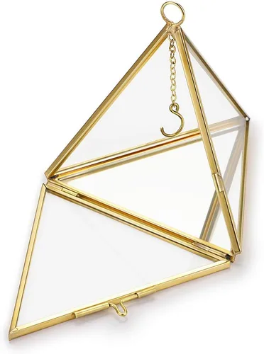 Hipiwe Soporte de exhibición de anillos de joyería, soporte de anillo de cristal, caja de joyería geométrica de cristal, caja de regalo para anillos