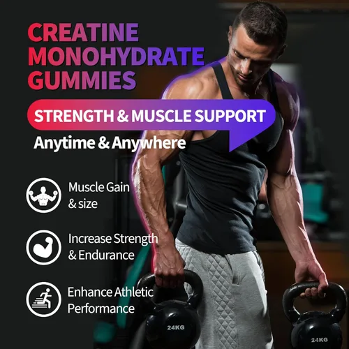 Miniatura 2 de Gomitas de monohidrato de creatina de 8000 mg para hombres y mujeres, suplemento de creatina para mejorar el crecimiento muscular, impulso