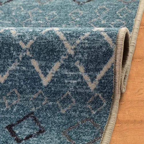 Miniatura 6 de Antep Rugs - Alfombras antideslizantes de 2 x 7 pies (antideslizante) con parte trasera de goma, de estilo antiguo, bohemio, marroquí y con pelo Azul
