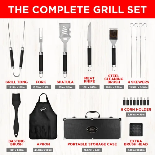 Miniatura 2 de Kaluns Accesorios para Barbacoa, Regalos para Papá para Navidad, Regalos para Barbacoa, Juego de Herramientas para Barbacoa de Acero Inoxidable
