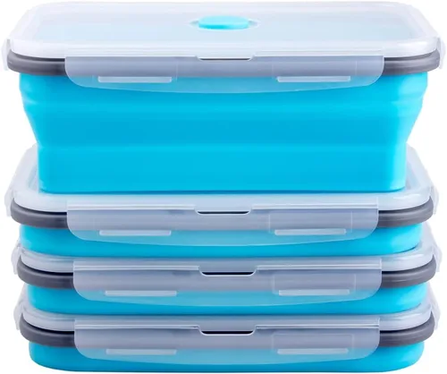 Miniatura 33 de Recipientes plegables extra grandes para almacenamiento de alimentos con tapa y ventilación de aire, 58 oz, paquete de 4, recipiente plegable XL