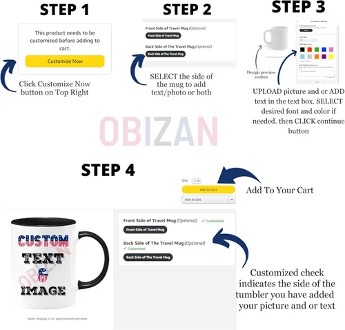 Miniatura 9 de Taza personalizada de café Obizan con foto, texto o logotipo Taza de cerámica personalizada 11oz Regalo personalizable para hombres, mujeres