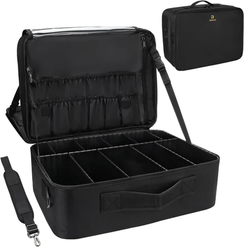 Miniatura 19 de Relavel - Estuche de maquillaje de viaje en tren de 13.8 pulgadas, estuche de cosméticos grande profesional, portátil, organizador y almacenamiento