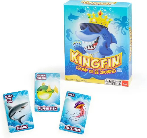 Continuum Games Kingfin Chomped or Be Chomped - Juego de cartas para niños, adolescentes y adultos, de 3 a 6 jugadores, a partir de 6 años