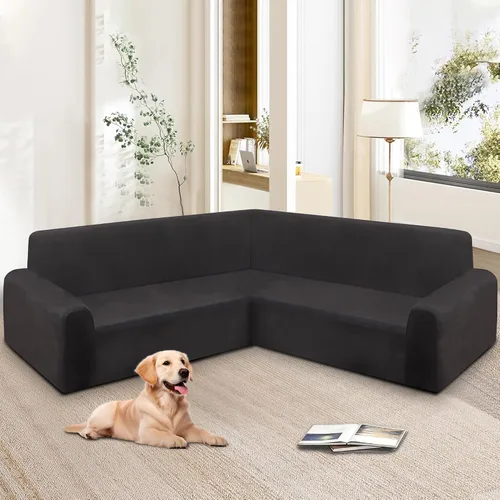 Miniatura 108 de HDCAXKJ Fundas de sofá seccional de esquina de terciopelo elástico en forma de L, juego de fundas deslizantes suaves y gruesas en forma de U