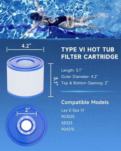Miniatura 3 de AQUALTRA Cartucho de filtros para bañera de hidromasaje tipo VI compatible con Lay-Z Spa, 90352E 58323E 58323 58324 90427E Filtros inflables