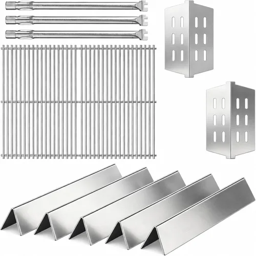 Miniatura 29 de QuliMetal 44.5 cm SUS304 Barras Aromatizadoras y Deflectores de Calor para Parrillas Weber Genesis 300 Series, Compatibles con Genesis E310 E320