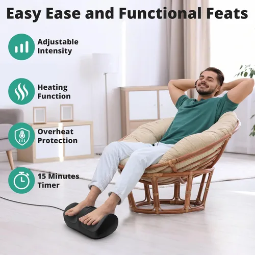 Miniatura 4 de Medcursor - Masajeador de pies Shiatsu con calor Masajeador de pies y pantorrillas con rodillo de masaje, masaje profundo para fascitis plantar