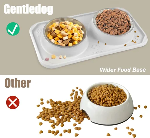 Miniatura 5 de Cuencos para gatos para alimentos y agua, cuencos dobles premium removibles de acero inoxidable con fondo antideslizante y soporte elevado