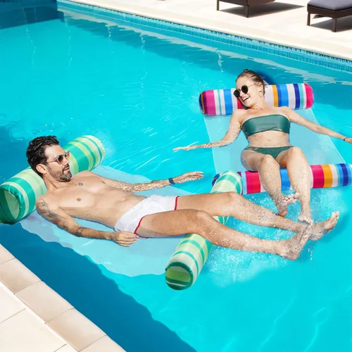 Miniatura 3 de FindUWill Paquete de 2 flotadores de tela para piscina de agua, XL, hamacas inflables multiusos para agua (silla, silla de descanso, hamaca, (01)