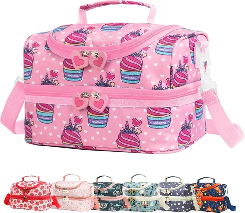 Miniatura 18 de Bolsas de Almuerzo Tote de Doble Compartimento para Niños, para Niños y Niñas, Loncheras para Niños Pequeños, Preescolar, Niños Pequeños, Jardín