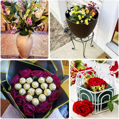 Miniatura 5 de Efavormart - Paquete de 6 bloques de espuma florales redondos verdes grandes para flores frescas, ladrillos de espuma de poliestireno húmedo