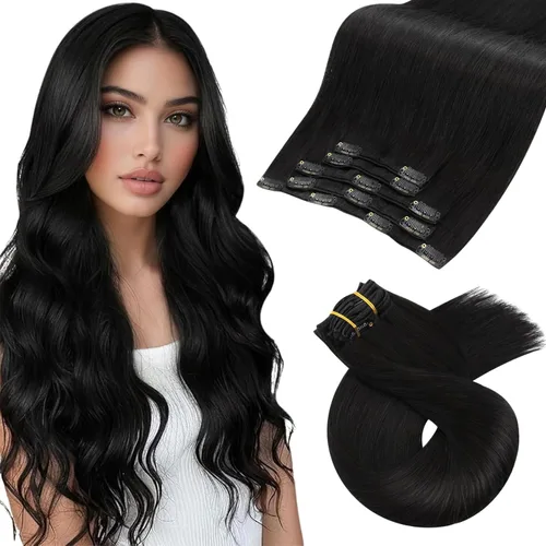 Miniatura 89 de Moresoo Extensiones de cabello humano Remy con clip, color rubio platino, extensiones de cabello humano real de doble trama, color rubio #60, 18