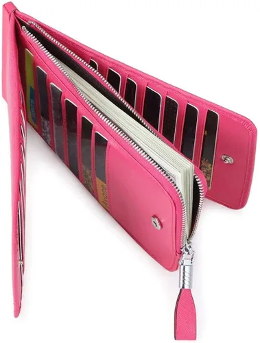 Miniatura 4 de Huztencor cartera de cuero con bolsillo para tarjeta de crédito bloqueo RFID, billetera, funda para tarjetas para mujer