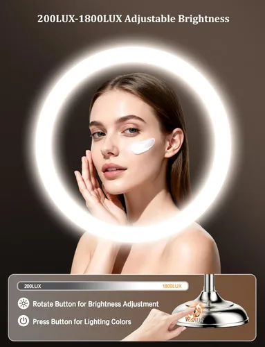 Miniatura 4 de VESAUR Espejo de maquillaje iluminado 2026 actualizado 20X con aumento, espejo de aumento de 9 pulgadas 1X10X con 3 modos de color y brillo