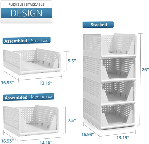 Miniatura 6 de Sorbus Organizador de estantes – Organizador de estante de armario para ropa, armario, baño, cocina, garaje – Cestas organizadoras de estantes