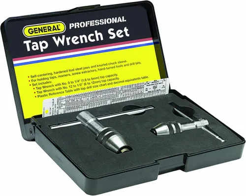 Miniatura 2 de General Tools Llaves de rosca reversibles profesionales #165 - Juego de 2 con soporte de trinquete y tabla de referencia para roscas de 0 a 1/2