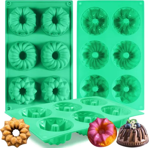 Miniatura 8 de Zorazio Molde de silicona para tartas de tubo estriado, 3 piezas, mezcla antiadherente, mini molde para hornear para cupcakes, pan de maíz, brownie