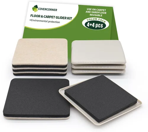 Miniatura 16 de Deslizadores de muebles para pisos de madera dura, deslizadores de muebles para pisos alfombrados, paquete combinado de 8 piezas de 3 1/2 pulgadas