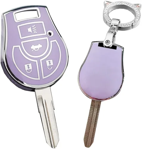 Miniatura 9 de SANRILY Funda para llavero de 4 botones con borde plateado para Nissan March Tiida Altima Armada Cube Juke Maxima Pathfinder Rogue Rogue sin llave