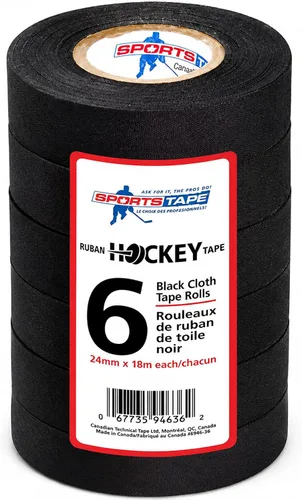 sports tape ST Pro-Grade Cloth Hockey Tape (6 Rolls) - Strong Long-Lasting, Water Resistant Athletic Grip Tape for Lacrosse, Hockey, Baseball &
