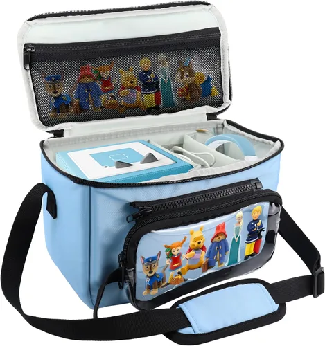 Annmore Funda de transporte para Toniebox 1 y 2, con compartimento para figuras Tonies, cargador y auriculares, compatible con Yoto Player y Azul