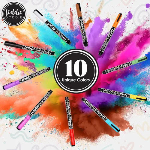Miniatura 6 de Loddie Doddie Marcadores de tiza líquida, paquete de 10, tonos tierra, punta de 0.039 in, bolígrafos de tiza para arte de pizarra, tinta no tóxica